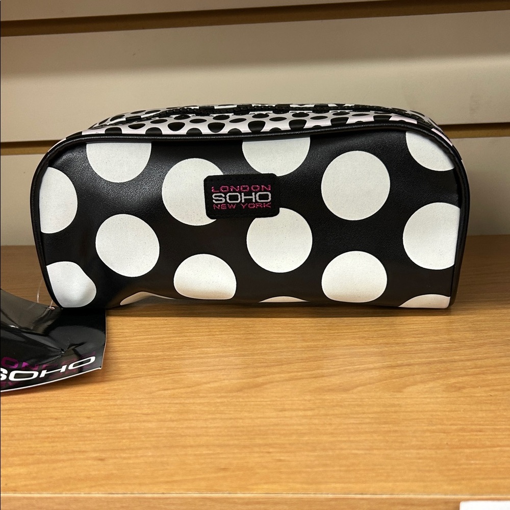 Soho Black and White Polka Dot Cosmetic Case